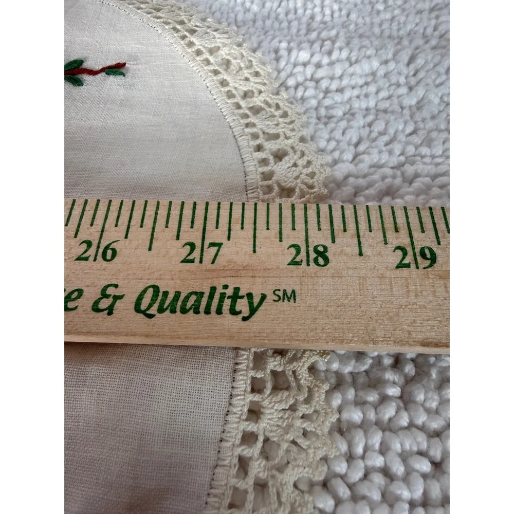Vintage Embroidered Table Runner Birds Floral Lace Trim‎ Farmhouse Kitchen Decor